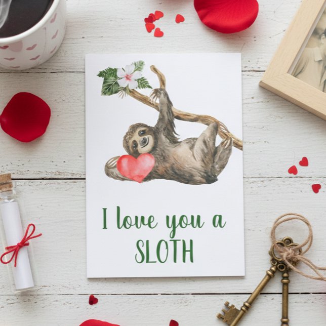 Love you a Sloth Anniversary Valentine's Day Card (Creator Uploaded)