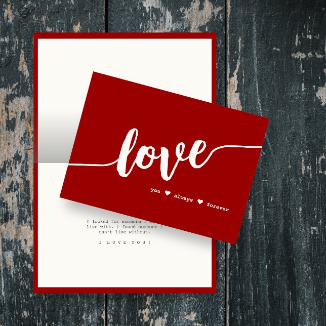"Love You Always Forever" Crimson Red Hand Script Card (Creator Uploaded)