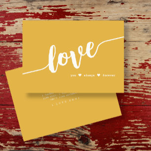 "Love You Always Forever" Mustard Hand Script Card