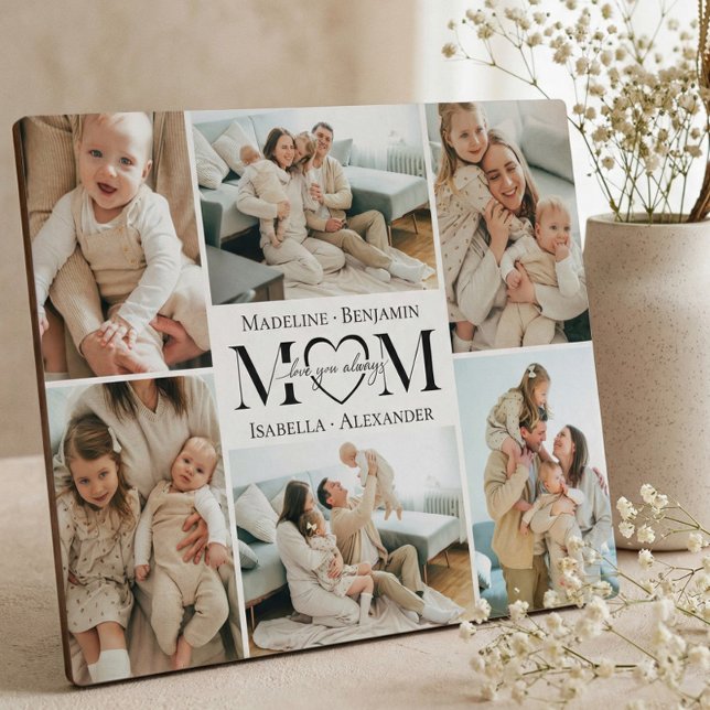 Love You Always Mum Simple Photo Collage Keepsake Plaque (Love You Always Mom Simple Photo Collage Keepsake Plaque)