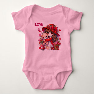 Love You Anime Girl Valentines Day Baby Bodysuit
