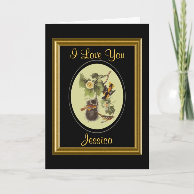 Love You Audubon Birds Personalised Card (Front)