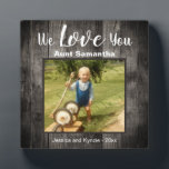 Love You Aunt Desk Photo Plaque<br><div class="desc">Fun rustic wood photo desk plaque. All text is customizable and photo can easily be changed. We Love You Aunt with niece or nephew name option at the bottom of the plaque. A unique gift for that special person in your life.</div>