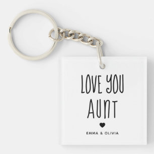 Love You Aunt   Photo Back and Handwritten Text Key Ring