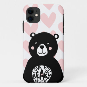 Love you Beary Much Cute Bear Girly Pink Heart Case-Mate iPhone Case