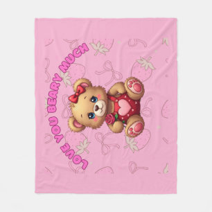Love You Beary Much – Cute Valentine Teddy Bear De Fleece Blanket