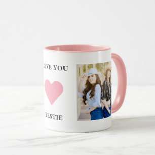 Love You Bestie Pink Heart BFF Best Friend Photo Mug