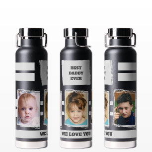 Love you black grey best daddy ever 3 photos water bottle