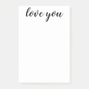 Love You Black Script Print 4 x 6 Post-it Notes