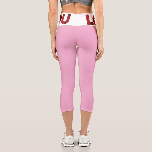 Love You – Bold Romantic Typography Capri Leggings (Back)