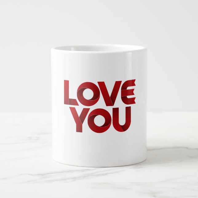 Love You – Bold Romantic Typography Large Coffee Mug (Front)