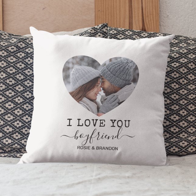 Love You Boyfriend heart Photo Cushion (Creator Uploaded)