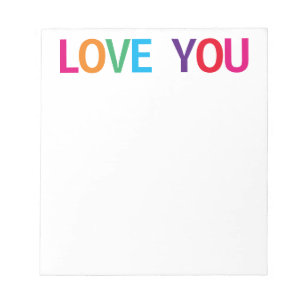 Love You Bright Multicolored Block Print 5.5 x 6 Notepad