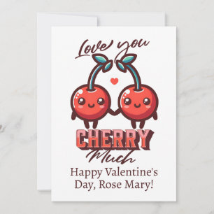 Love You Cherry Much Cute Cherries Valentine Holiday Card