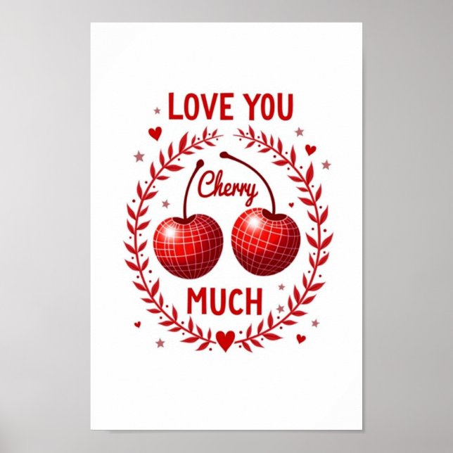 Love You Cherry Much Red Disco Cherry Poster Print (Front)