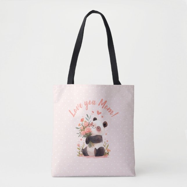 Love You Cute Panda Mothers Day Gift Tote Bag (Front)