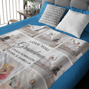 Love You Cute Present for Grandma 8-Photo Custom Fleece Blanket