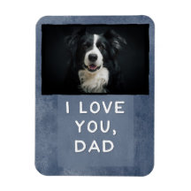 Love You Dad Custom Dark Blue Dog Photo Magnet (B)