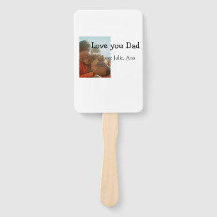 love you dad father's day add photo name simple hand fan