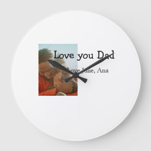 love you dad father's day add photo name simple large clock