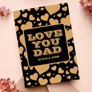 Love You Dad Modern Black Heart Photo Father's day Card