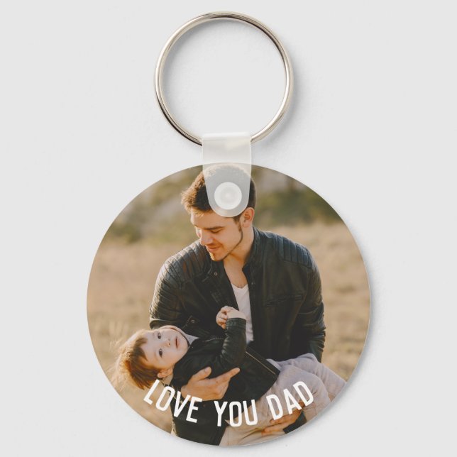 Love You Dad, Personalised 2 Photo  Key Ring (Front)
