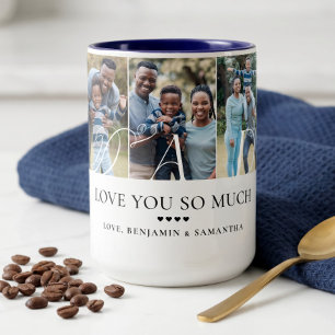 Love You Dad Personalised 5 Photo Collage Gift Two-Tone Coffee Mug