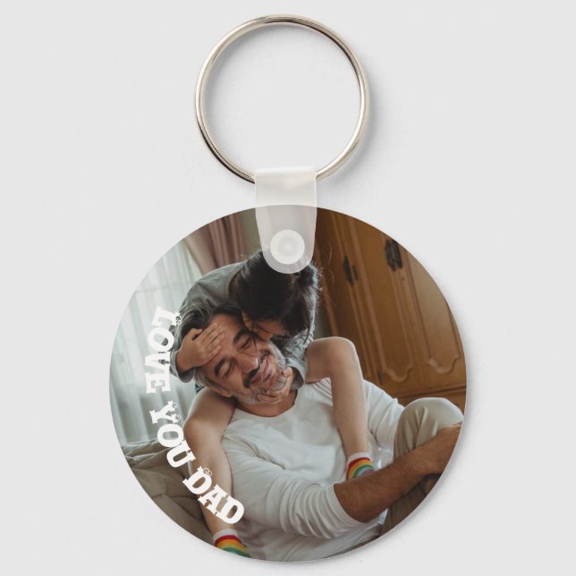 Love You Dad , Personalised  Photo Keychain (Front)