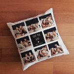 Love You Dad | Photo Collage Handwritten Text Cushion<br><div class="desc">This simple and stylish pillow says "Love you Dad" in trendy, handwritten white text, with a matching heart and a spot for your name, on a black square centre frame. There is a photo grid with room to show off eight of your favourite personal photos for a gift your father...</div>