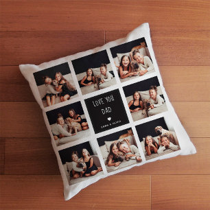 Love You Dad Photo Collage Handwritten Text Cushion