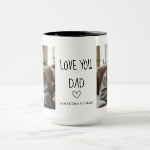 Love You Dad Photo Collage Heart Black Mug