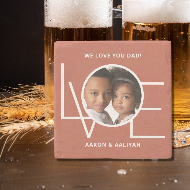 Love You Dad Photo Stone Coaster (Creator Uploaded)