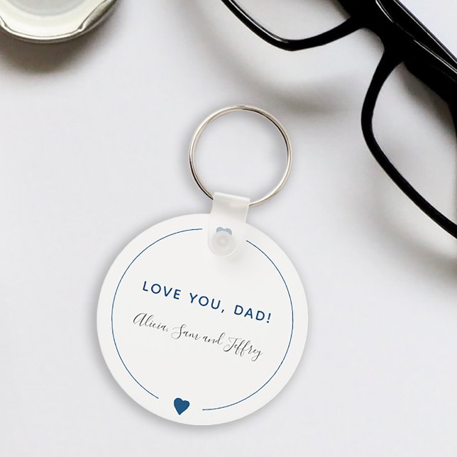 Love you dad simple modern typography blue hearts key ring (Creator Uploaded)