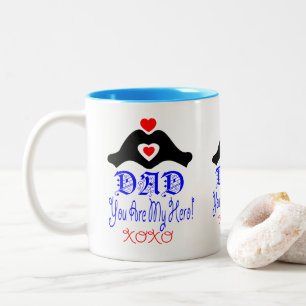 ❤☕↷Love You Dad, You are My Hero Fab Two-tone Coffee Mug
