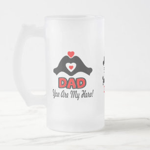 ❤🍺↷Love You Dad, You are My Hero Fabulous Frosted Glass Beer Mug