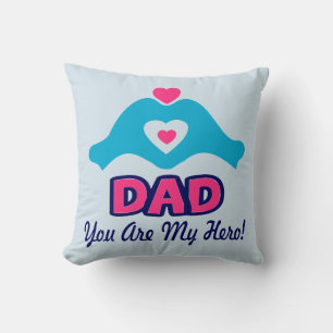 ❤↷Love You Dad, You are My Hero Fabulous Throw Cushion