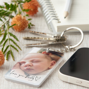 Love You Daddy Custom Photo Script Fathers Day Key Ring