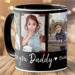 Love You Daddy Father's Day 2023 5 Photo Black Mug<br><div class="desc">Cute father's day mug personalised with 5 photos , love you daddy typography and kids names.</div>