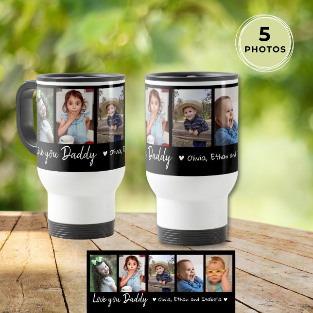  Love You Daddy Father's Day 5 Photo Collage Black Travel Mug (Love You Daddy Father's Day 5 Photo Collage Black Travel Mug
)