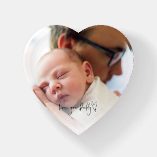Love You Daddy Script Custom Photo Heart Paperweight