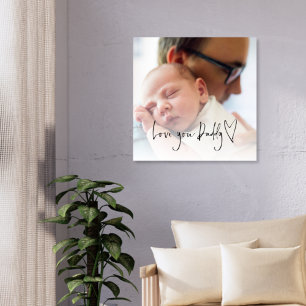 Love You Daddy Script Heart Custom Photo Overlay C Canvas Print
