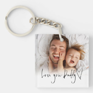Love You Daddy Script Name Photo Overlay Key Ring