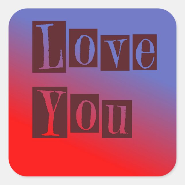 Love You Dark Square Sticker (Front)