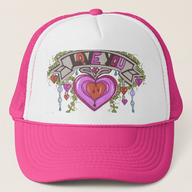 LOVE YOU Dripping Hearts Hat (Front)