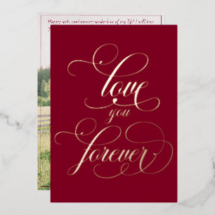 Love You Forever Burgundy 1 Photo Anniversary Card