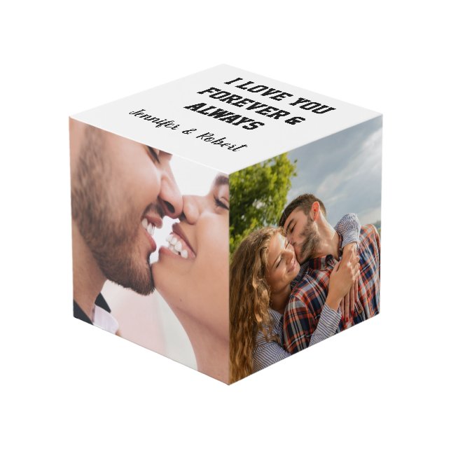 Love you forever Custom Couple Photos & names Cube (Front Angled)