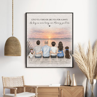 Love You Forever Family Sunset Portrait Poster