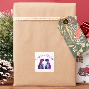 “Love You Forever” - Love’s Gentle Embrace Square Sticker