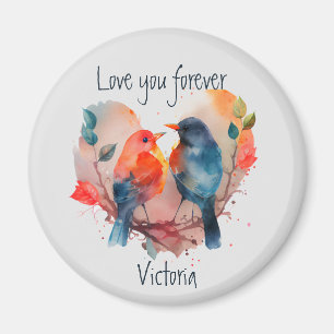 Love You Forever Lovebirds Custom Name Date Magnet