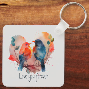 Love You Forever Lovebirds Customise Name Key Ring